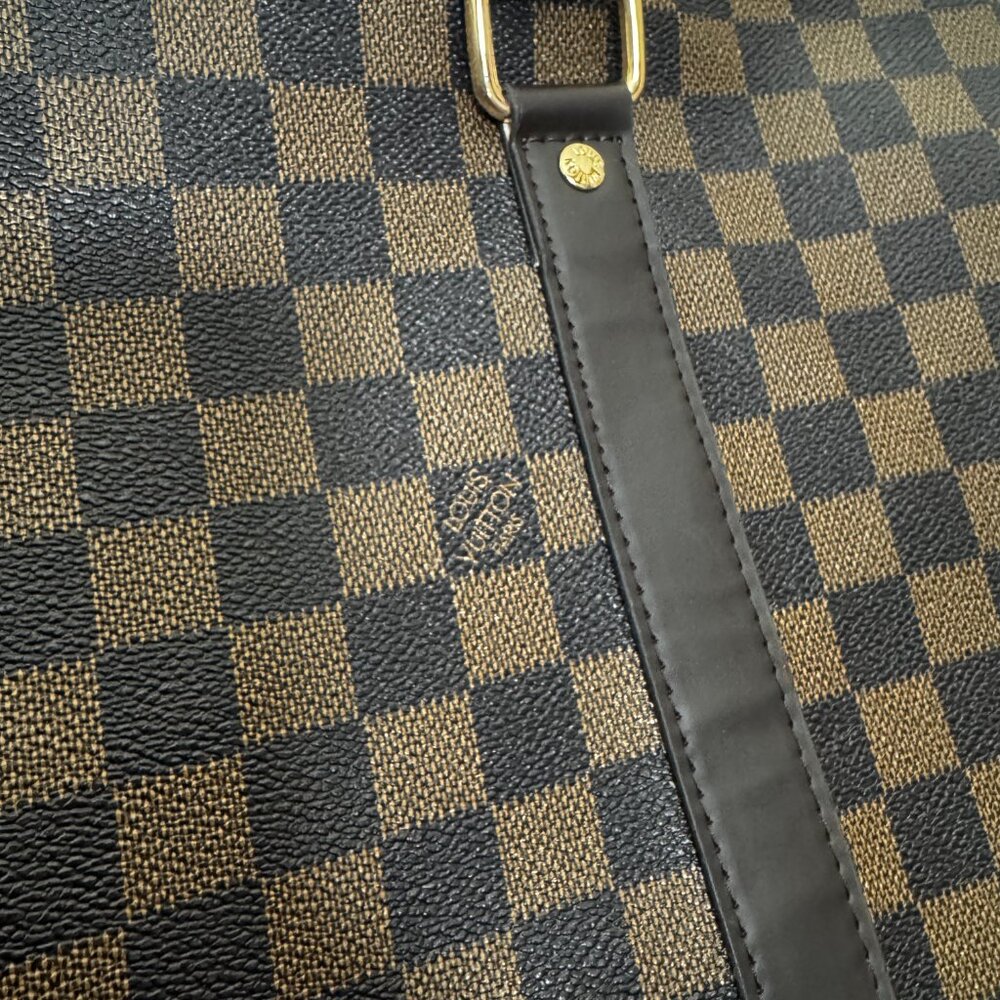 Large Duffel Top Handle With Crossbody Strap Brown Check LV - Picture 10 of 10